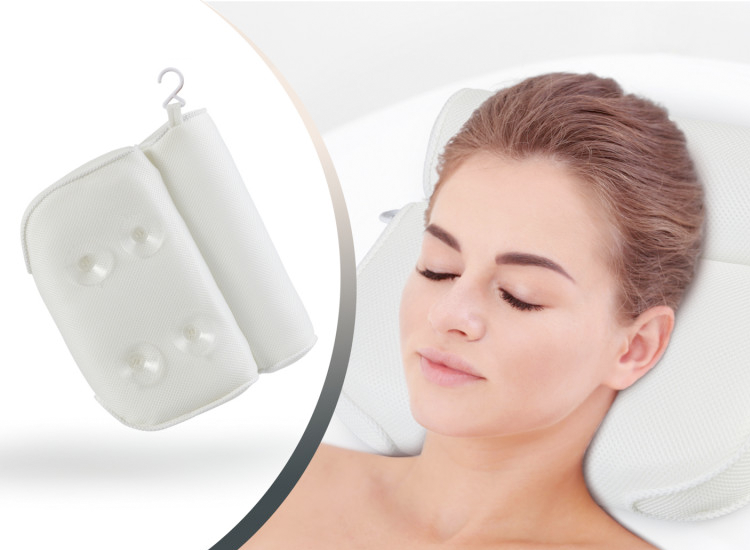Sleepmed Badkussen - Hoofd- & Neksteun - 4 Zuignappen - Wit