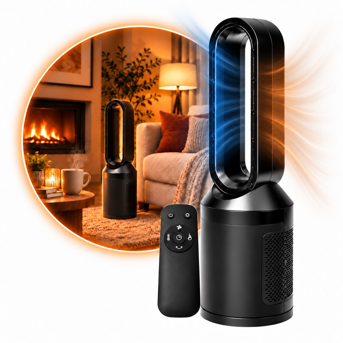 Nexxt 2-in-1 Bladeless Ventilator & Heater XXL - 2000 W - Zwart