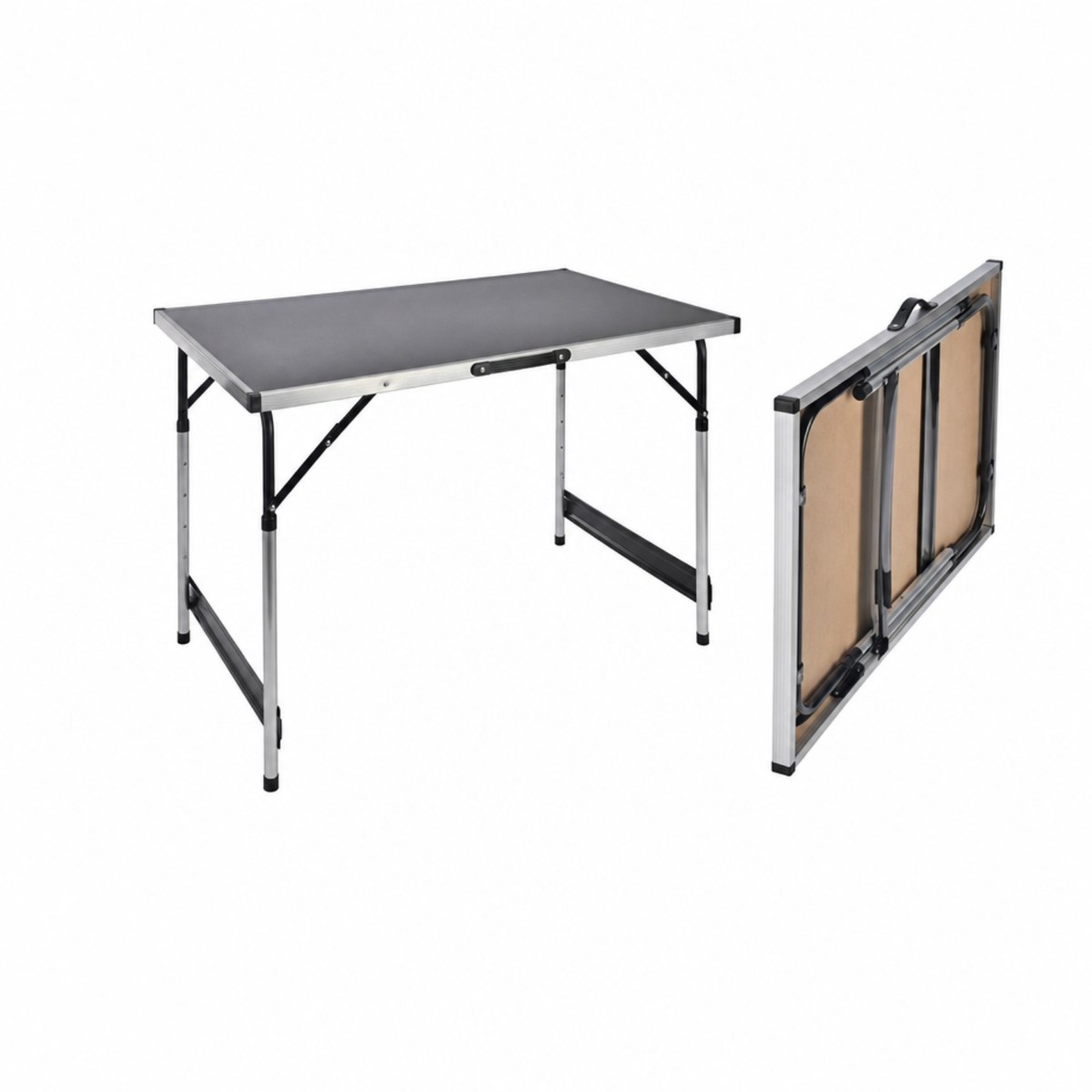 Hi Campingtafel Verstelbaar en Opvouwbaar - Zwart en Zilver