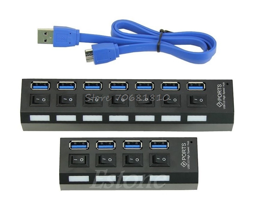 7 Poorts Snelle USB 3.0 Hub Met Aan/Uit Schakelaar Voor PC Laptop