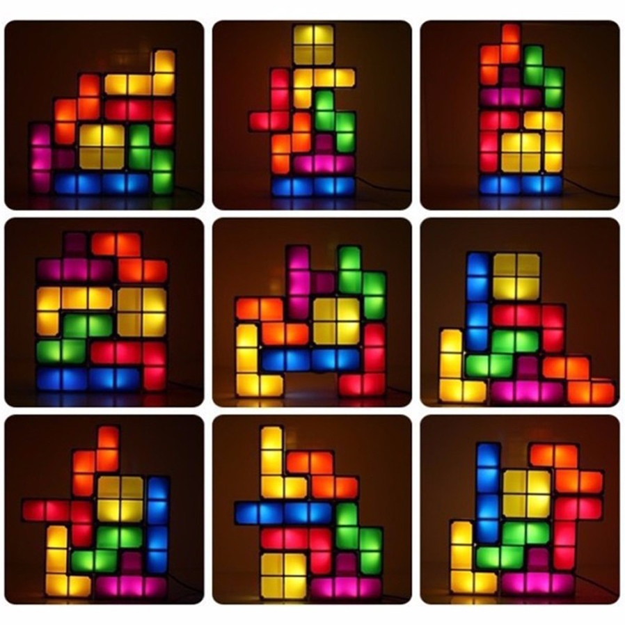 Stapelbaar tetris LED nachtlamp retro-stijl